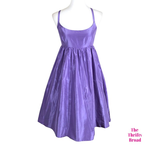 J. Crew Womens 4 Purple Silk Cross Back Summer Sun Dress Wedding Guest - Picture 1 of 6